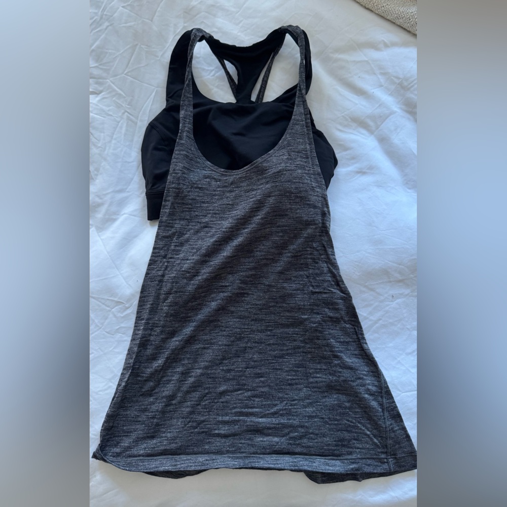 Lululemon Gray and Black Racerback Tank Top with built in Sports Bra
